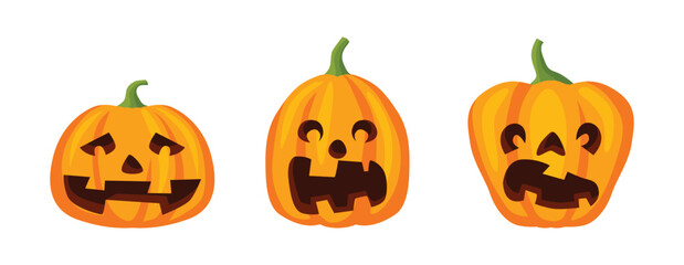 Vector Flat halloween pumpkins collection