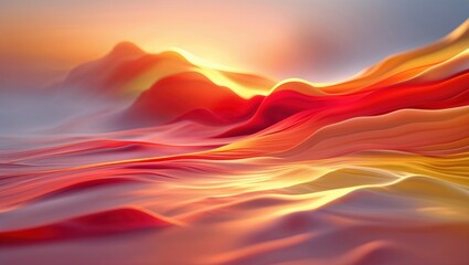 Sunset Hues. A mesmerizing abstract landscape of flowing, warm colors creating a dreamy, ethereal scene.