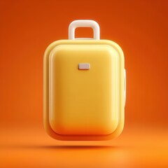 3D Rendering Bright yellow suitcase against an orange background, showcasing a modern travel design. Sosial media style icon