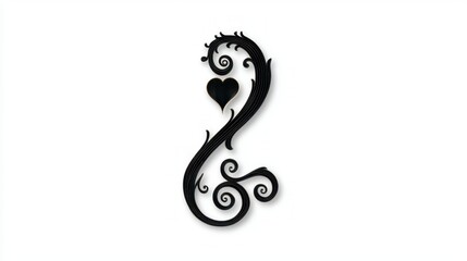 Obraz premium Ornate black design with flowing swirls and a heart
