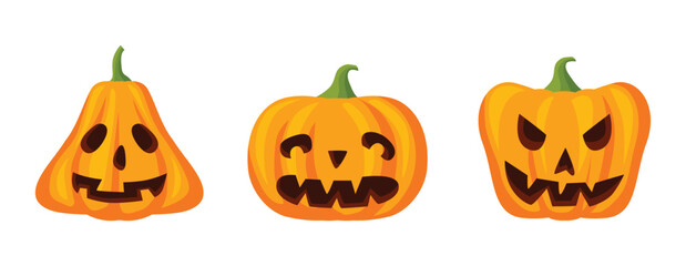 Vector Flat halloween pumpkins collection