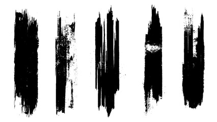 Straight line vector Asian ink brush strokes. Black hand drawn stripes. Collection of vector paint bold brush strokes, hand drawn thick grunge lines and rectangle shapes.   Grunge marker highlight und