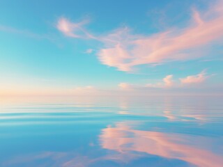 Obraz premium Serene Horizon. Pastel Skies Meet Tranquil Waters in a Dreamy Landscape.