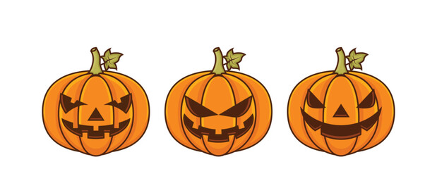 Vector Flat halloween pumpkins collection