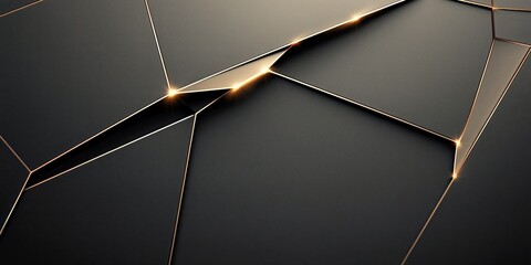 Abstract Black and Gold Pattern With Glowing Lines in a Modern Design