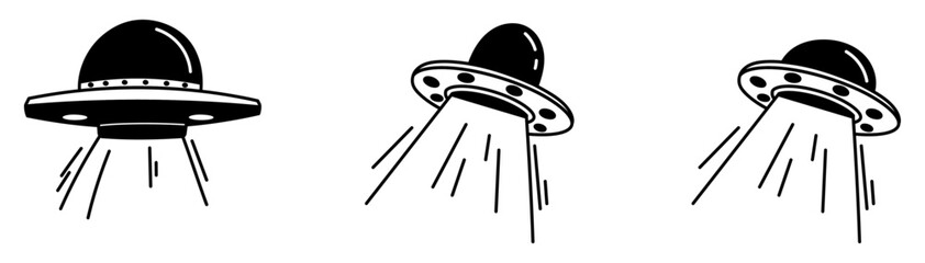 Ufo doodle alien hand drawing icon