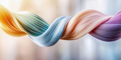 Colorful Strands of Hair Creatively Twisted Together in Soft Light