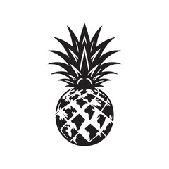 International Pinapple Day Silhouette Vector Illustration, Solid White Background.