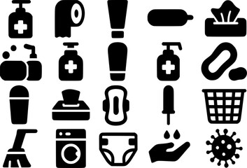 Collection of Essential Hygiene and Wellness Icons