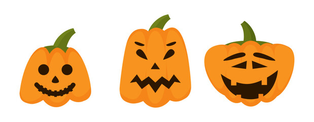 Vector Flat halloween pumpkins collection