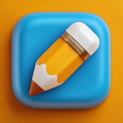 3D Rendering 3D pencil icon set against a vibrant blue background, highlighting creativity and design. Sosial media style icon