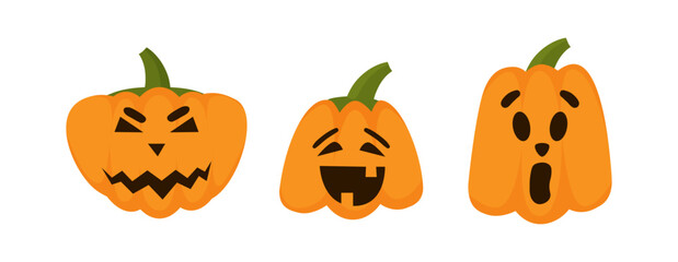 Vector Flat halloween pumpkins collection