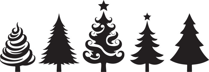 Fototapeta premium Whimsical Swirl Christmas Tree Illustration – Vector Art