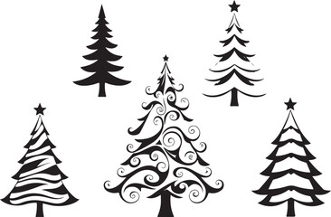 Fototapeta premium Abstract Christmas Tree with Star – Monochrome