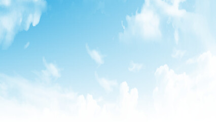 Serene Blue Sky with Fluffy White Clouds Heavenly Summer Day Background. 