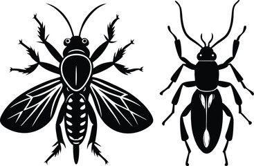 Adobe Illustrator Artwork Insect Insects ant ants emmet pismire banner Vector, vector set silhouette  Insects Flat Icons Set


