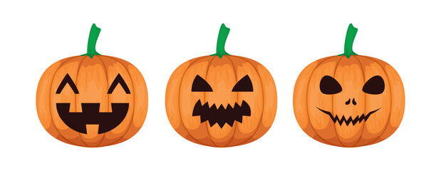 Vector Flat halloween pumpkins collection