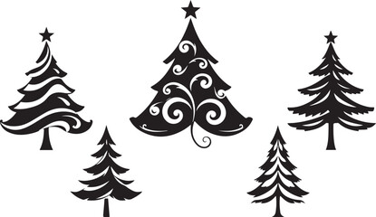 Obraz premium Minimalist Holiday Tree Outline – Vector Art
