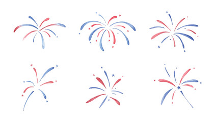 Watercolor independence day firework illustration