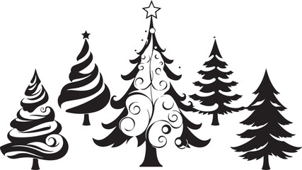 Fototapeta premium Decorative Christmas Tree Clipart Illustration