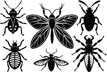 Adobe Illustrator Artwork Insect Insects ant ants emmet pismire banner Vector, vector set silhouette  Insects Flat Icons Set

