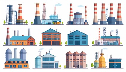 Fototapeta premium Various Factories and Industrial Buildings