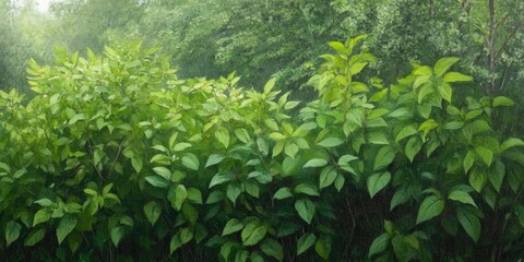 Obraz premium Lush green plant cluster with dense foliage natural outdoor garden scene