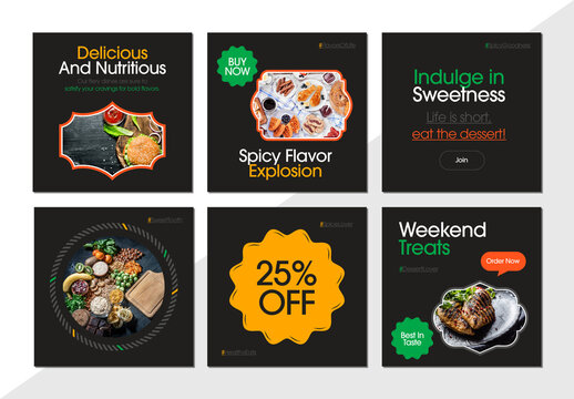 Food Promotion Banners Featuring Sweet, Spicy, and Healthy Meal Options with Discount Offers.zip
