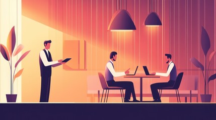 Fototapeta premium Business meeting in modern cafe
