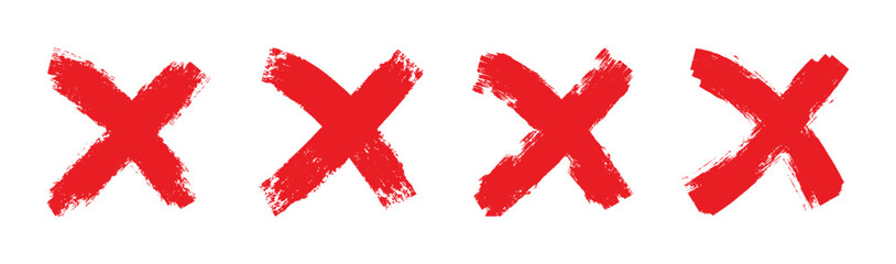 Set of red cross hand draw icons shape set. vector design. EPS 10
