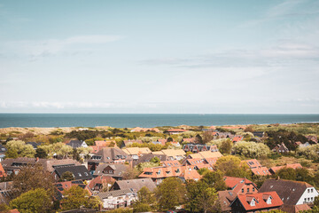 View from the Lighthouse &ndash; Wangerooge Island Landscape and Town with Distant Horizon