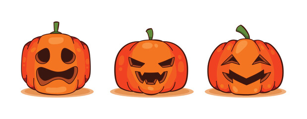 Vector Flat halloween pumpkins collection