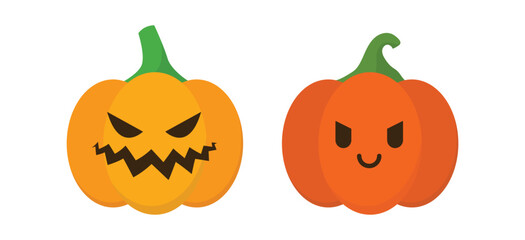 Vector Flat halloween pumpkins collection