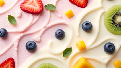 "Irresistible Ice Cream & Fruit Textures – Colorful Dessert Backgrounds for Fresh Design"
