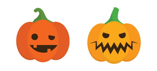 Vector Flat halloween pumpkins collection
