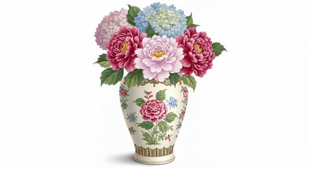 Ornate vase with colorful flowers