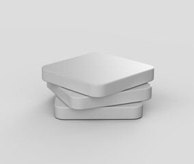 A stack of smooth, white square blocks, arranged symmetrically in a modern style. 3d illustration