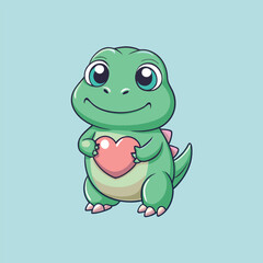 Chubby baby T-Rex logo with round eyes and tiny arms vector illustration