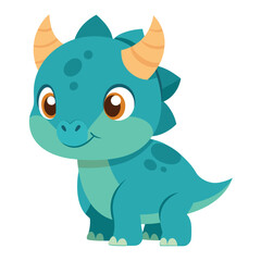 Cute baby Triceratops mascot with oversized head vector illustration