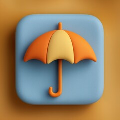 3D Rendering Colorful umbrella icon featured on a textured background with a modern design aesthetic. Sosial media style icon