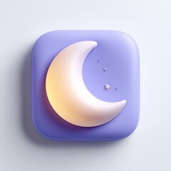 3D Rendering Stylized moon icon on a soft purple background with stars, evoking a dreamy aesthetic. Sosial media style icon