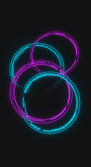 Abstract Neon Circles Glowing Pink and Cyan Rings Futuristic Background Design