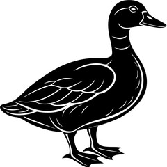 Minimal duck shape, bird vector graphic, black and white.
