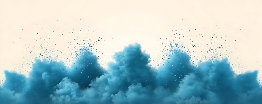 Blue powder explosion, light background. Design