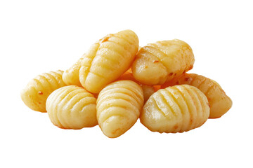 Close-up view of a pile of cooked potato gnocchi.