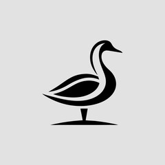 Duck emblem design, logo template vector with bird silhouette style.

