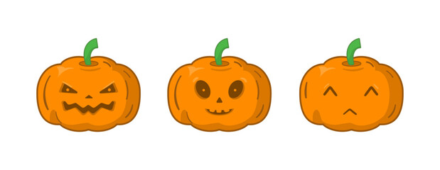 Vector Flat halloween pumpkins collection