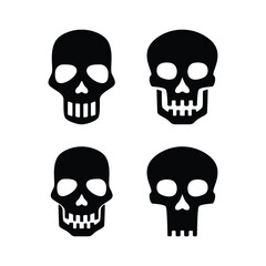 Skull Icon Vector Set Design Minimalist Silhouette Style