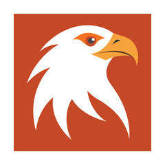 Vector illustration of an eagle head logo design with a minimalist flat style on orange background