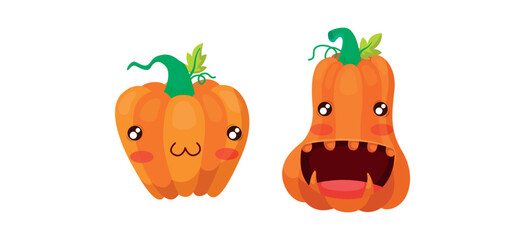 Vector Flat halloween pumpkins collection